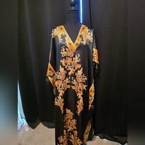 Floral Kimono with Orange and Black Design
